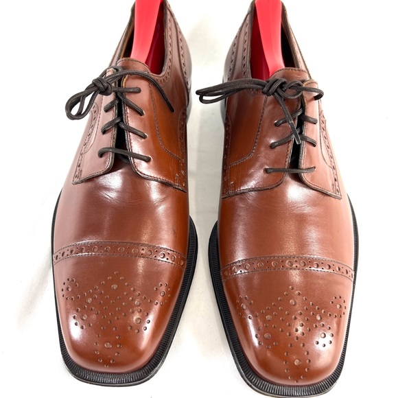 BALLY Brown Leather Derby Semi Brogue Loafers Made in Switzerland Marked as 8US - Picture 1 of 13